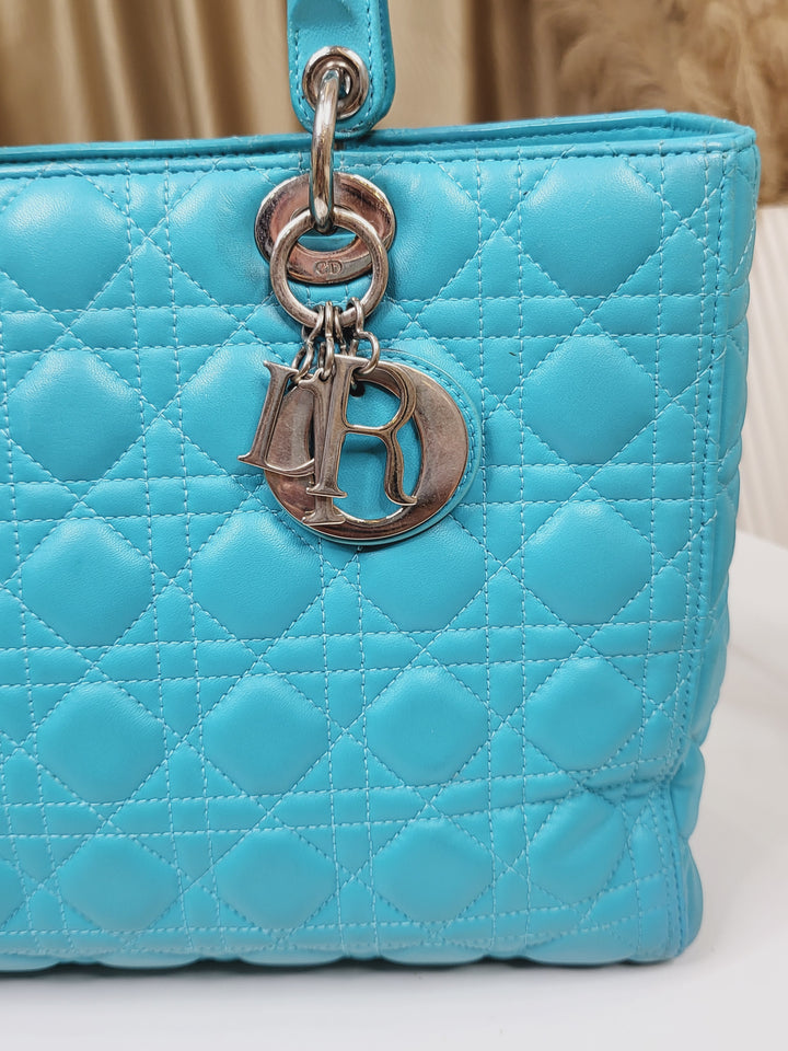 Dior Lambskin Lady Dior Large Turquoise