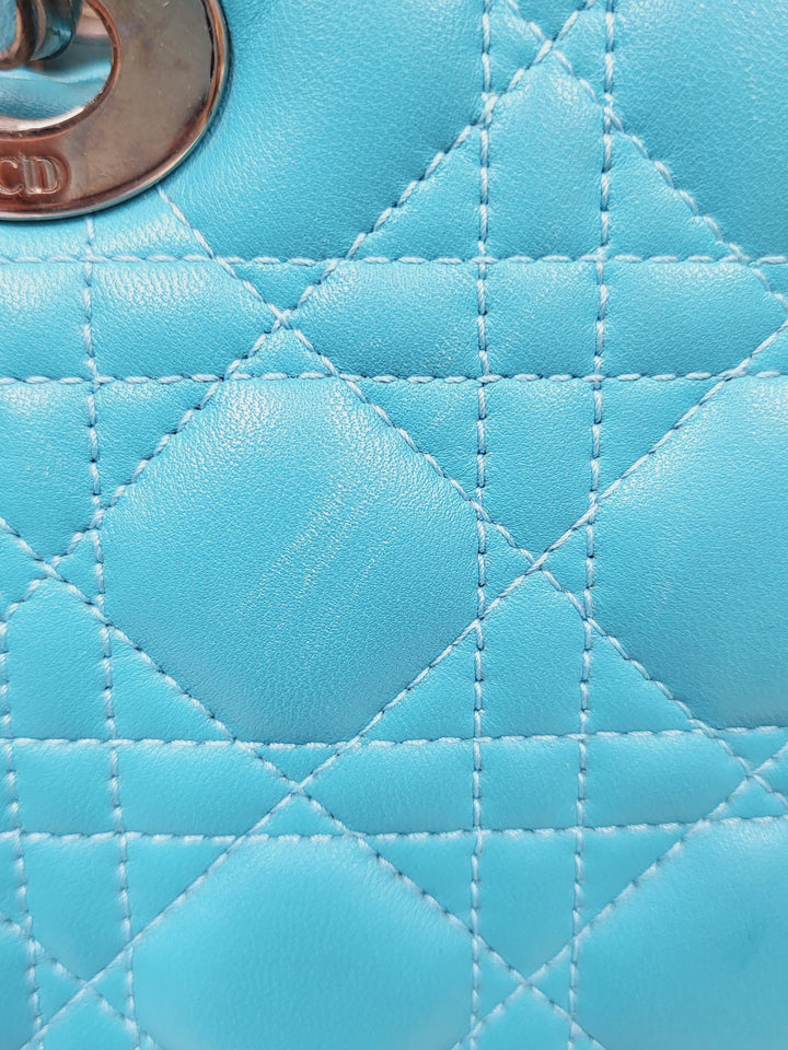 Dior Lambskin Lady Dior Large Turquoise