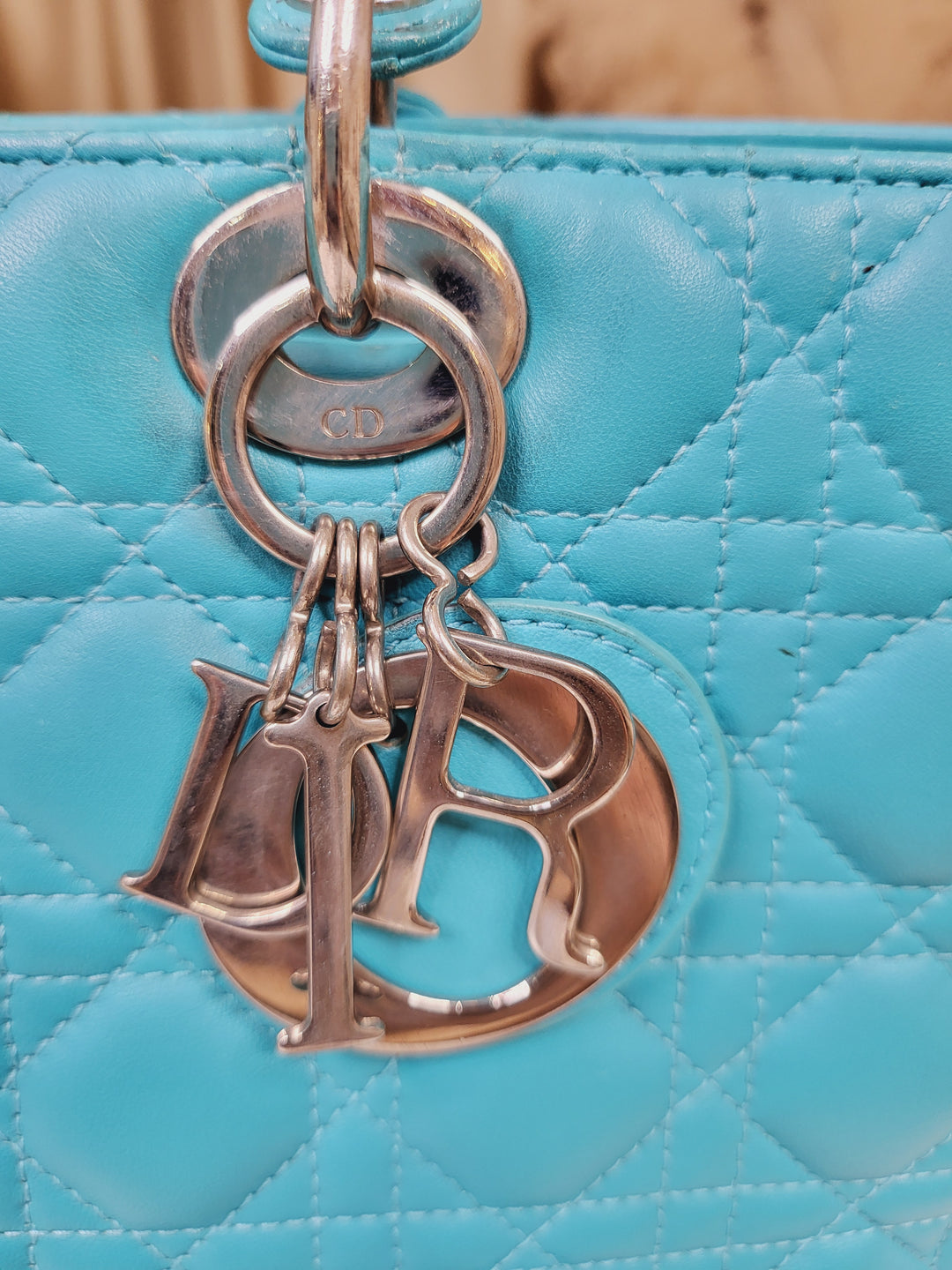 Dior Lambskin Lady Dior Large Turquoise