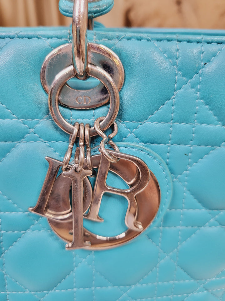 Dior Lambskin Lady Dior Large Turquoise