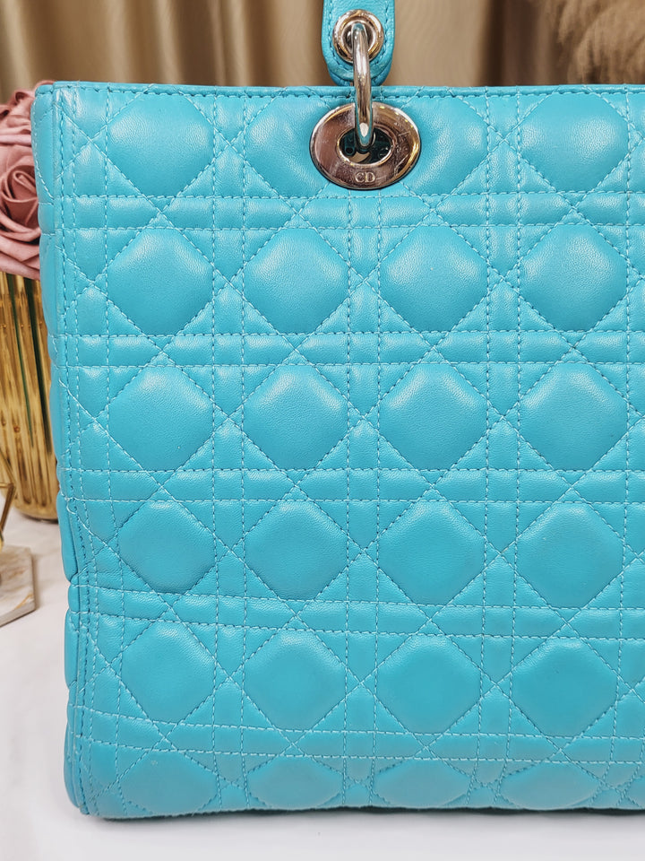 Dior Lambskin Lady Dior Large Turquoise