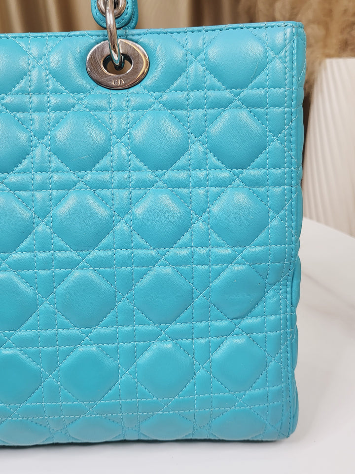 Dior Lambskin Lady Dior Large Turquoise