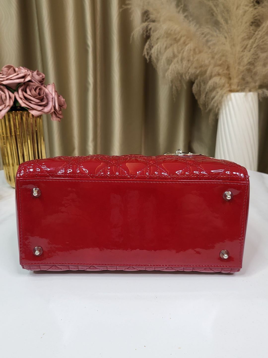 Dior Patent Lady Dior Medium Red