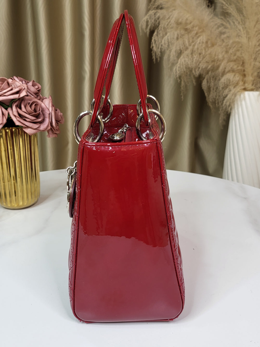 Dior Patent Lady Dior Medium Red