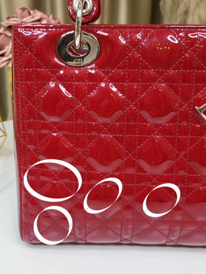 Dior Patent Lady Dior Medium Red