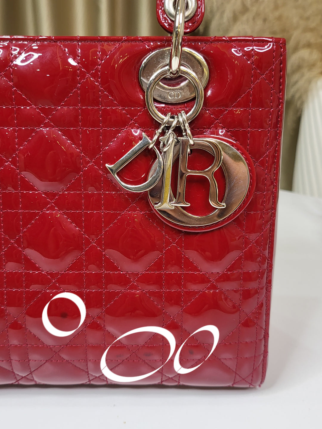 Dior Patent Lady Dior Medium Red