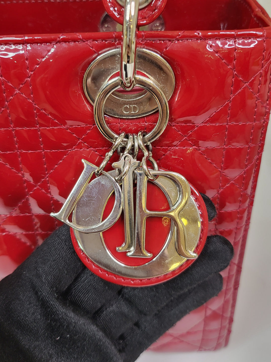 Dior Patent Lady Dior Medium Red