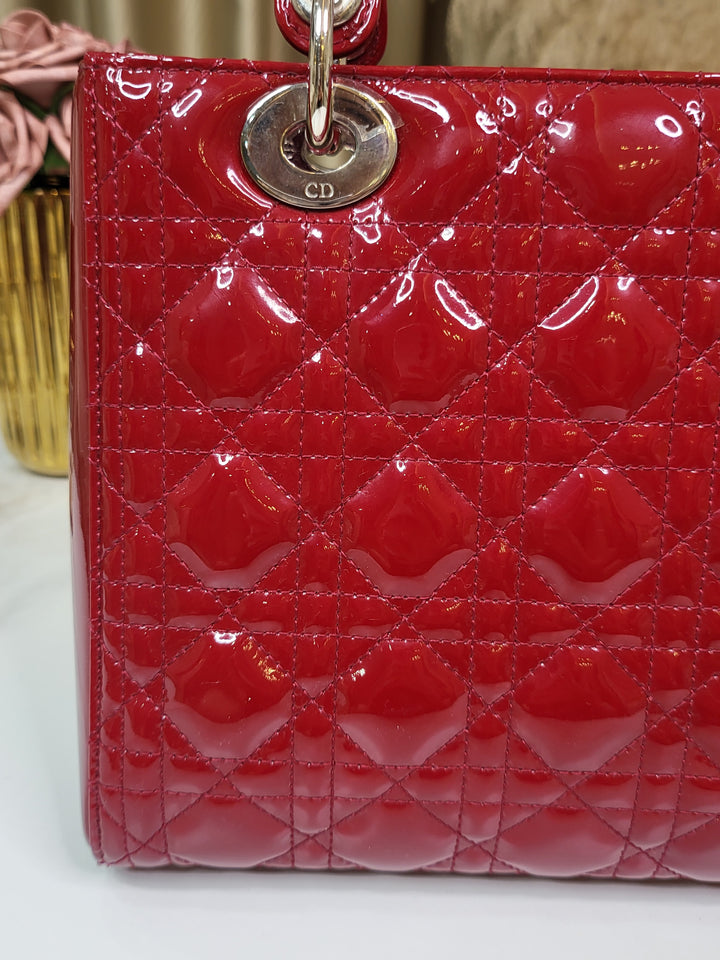 Dior Patent Lady Dior Medium Red