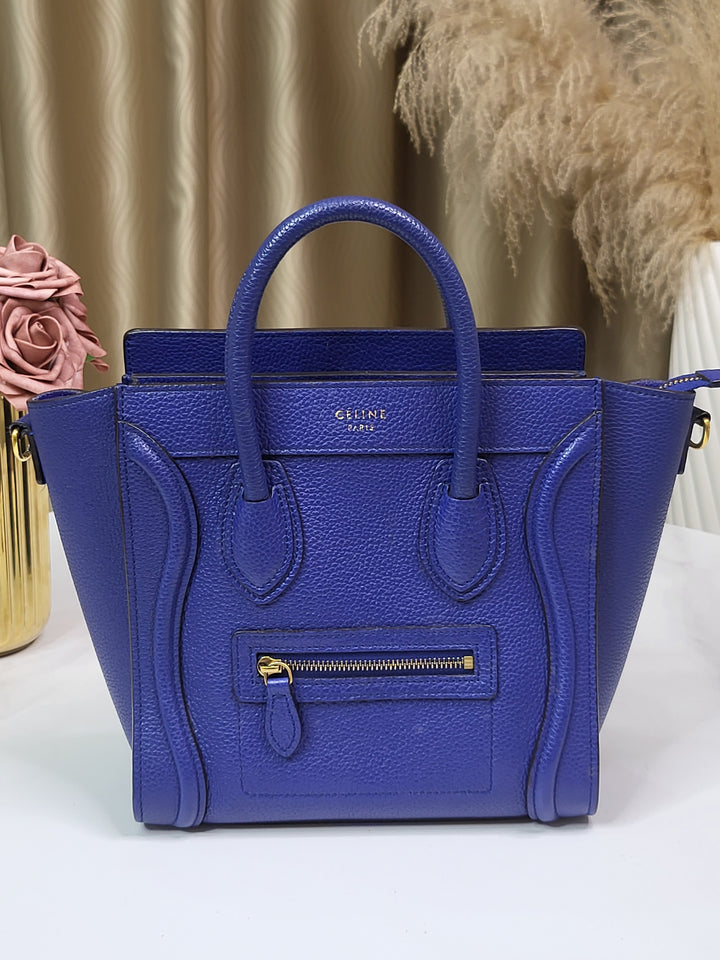 Celine Pebbled Nano Luggage Bag