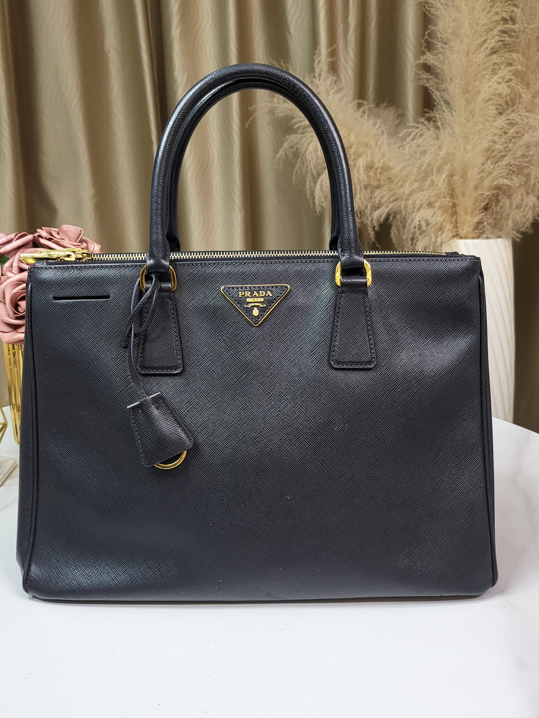 Prada Saffiano Double Zip Galleria Handbag