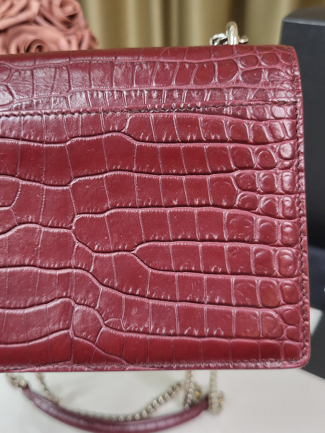 Saint Laurent Croc Leather Sunset Mini