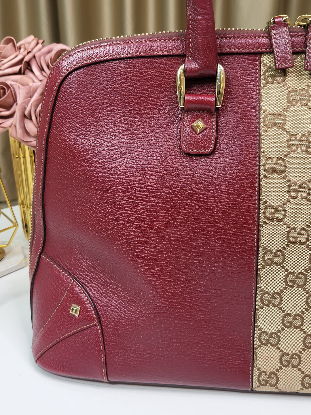 Gucci Burgundy Satchel Large Handbag