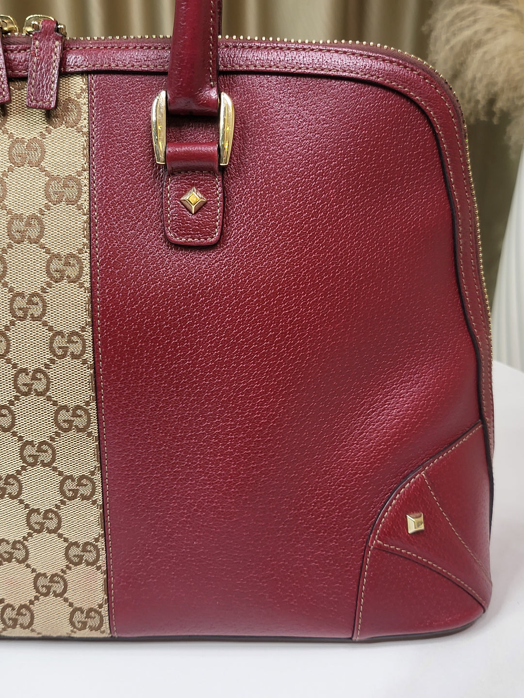 Gucci Burgundy Satchel Large Handbag