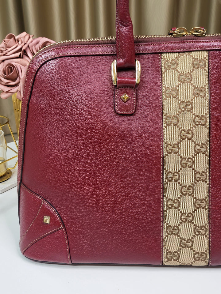 Gucci Burgundy Satchel Large Handbag