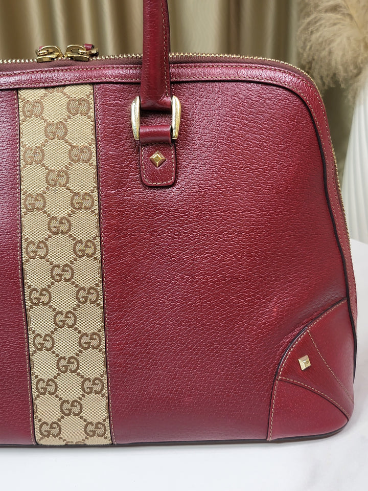 Gucci Burgundy Satchel Large Handbag