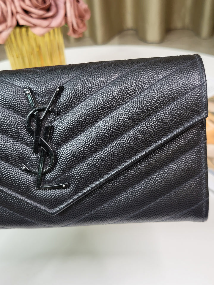 Saint Laurent Grained Long Wallet