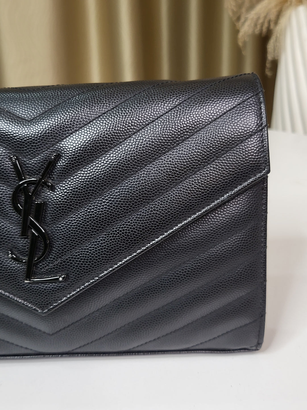 Saint Laurent Grained Cassandre Chain Bag