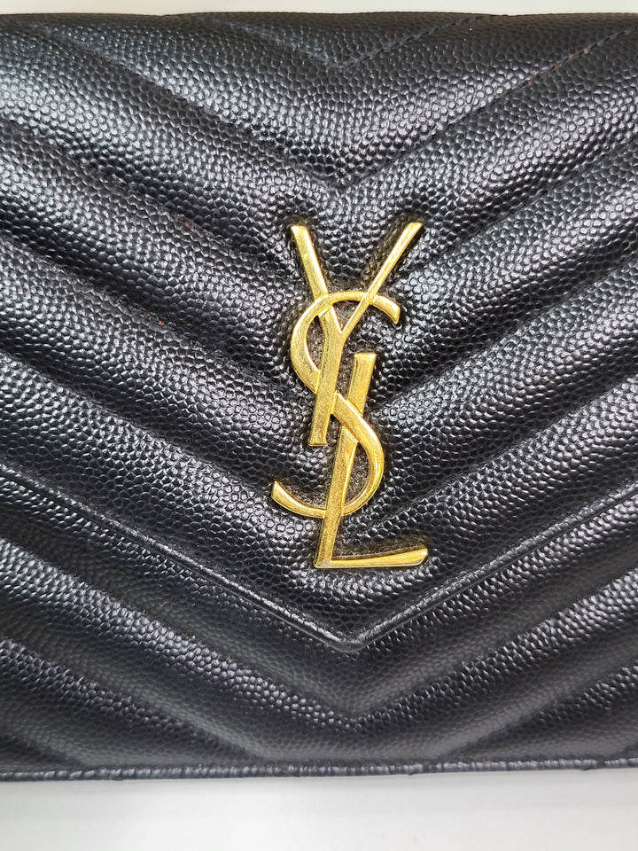 Saint Laurent Grained Cassandre Wallet On Chain