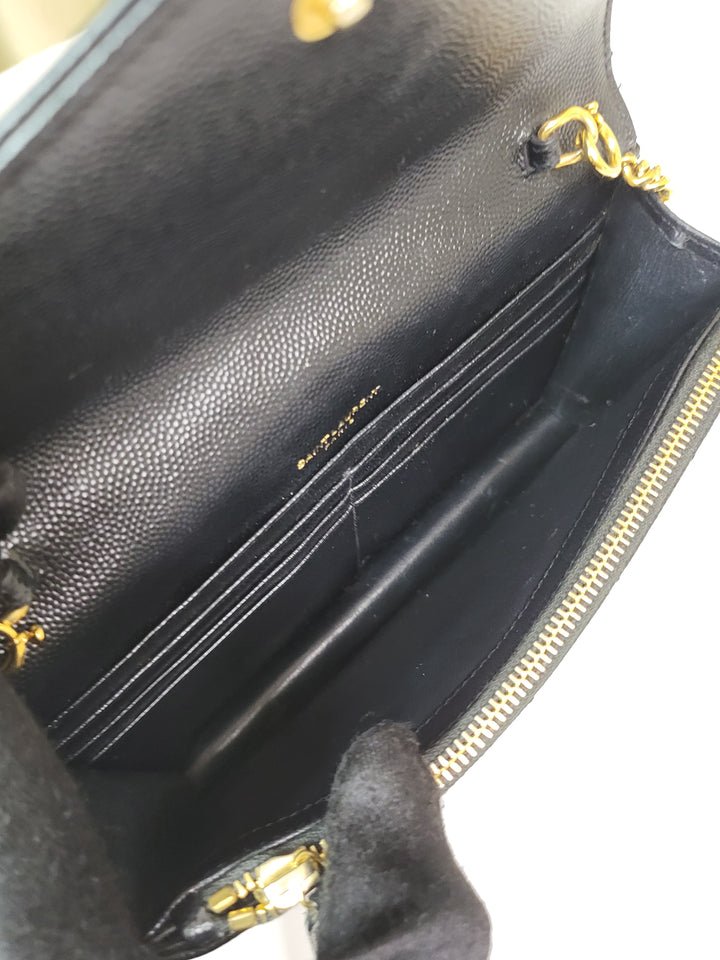 Saint Laurent Grained Cassandre Wallet On Chain