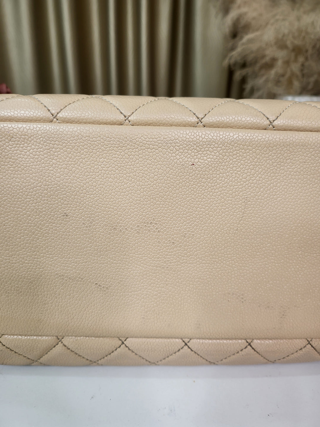 Chanel Caviar Beige Grand Shopping Tote