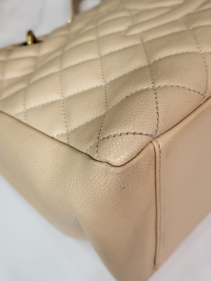 Chanel Caviar Beige Grand Shopping Tote