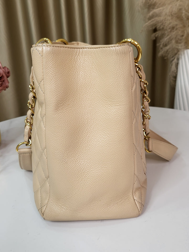 Chanel Caviar Beige Grand Shopping Tote