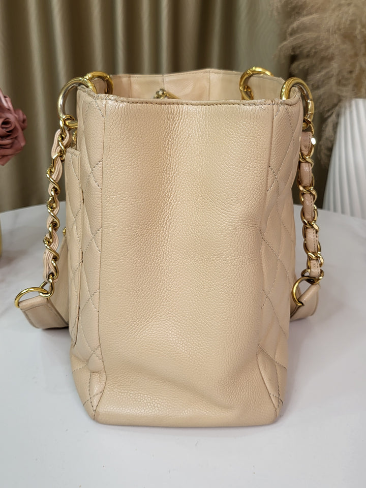 Chanel Caviar Beige Grand Shopping Tote