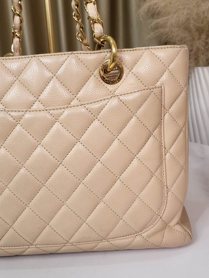 Chanel Caviar Beige Grand Shopping Tote