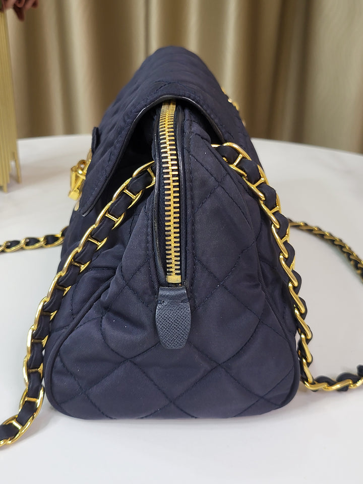 Prada Tessuto Quilted Chain Shoulder Bag