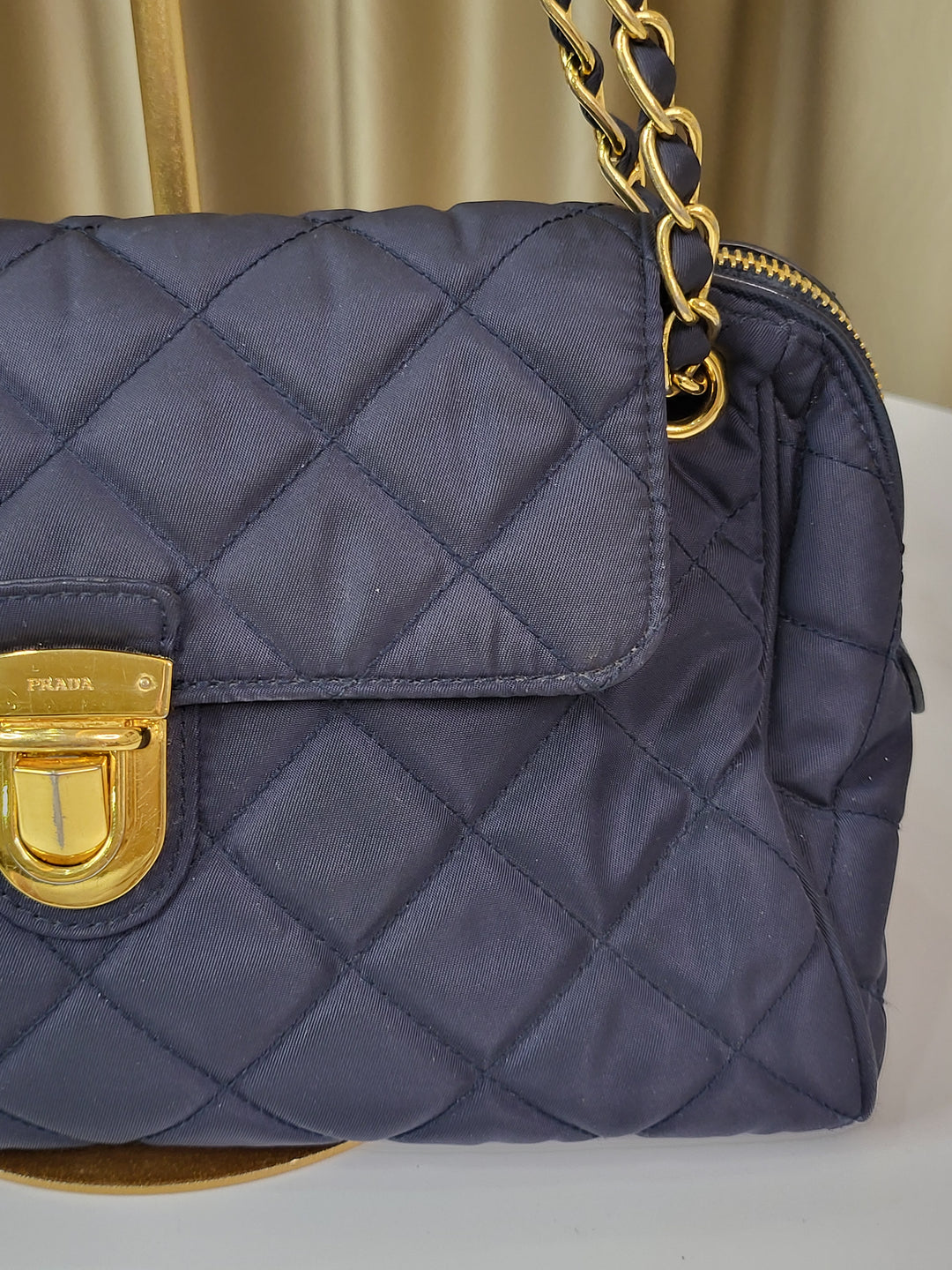 Prada Tessuto Quilted Chain Shoulder Bag