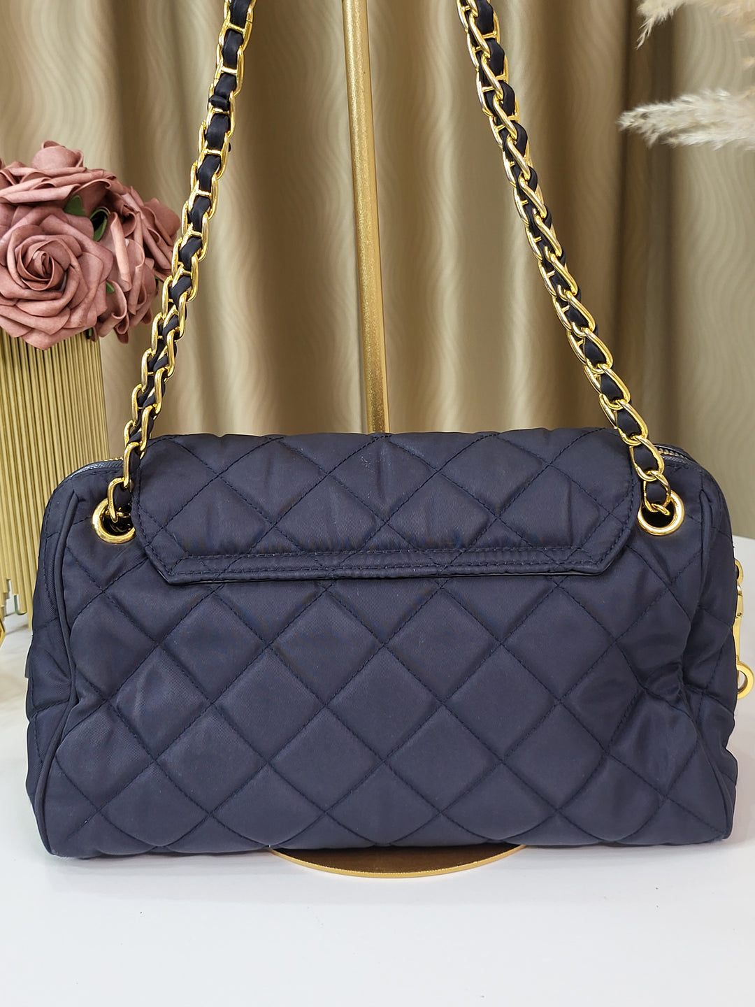 Prada Tessuto Quilted Chain Shoulder Bag