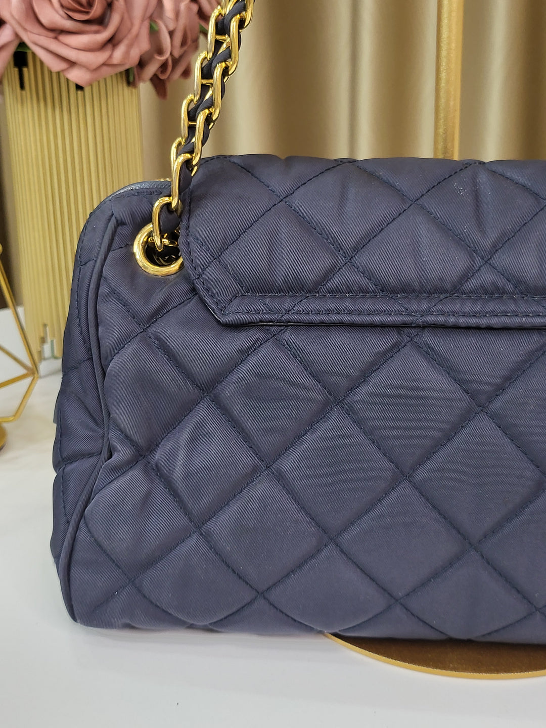 Prada Tessuto Quilted Chain Shoulder Bag