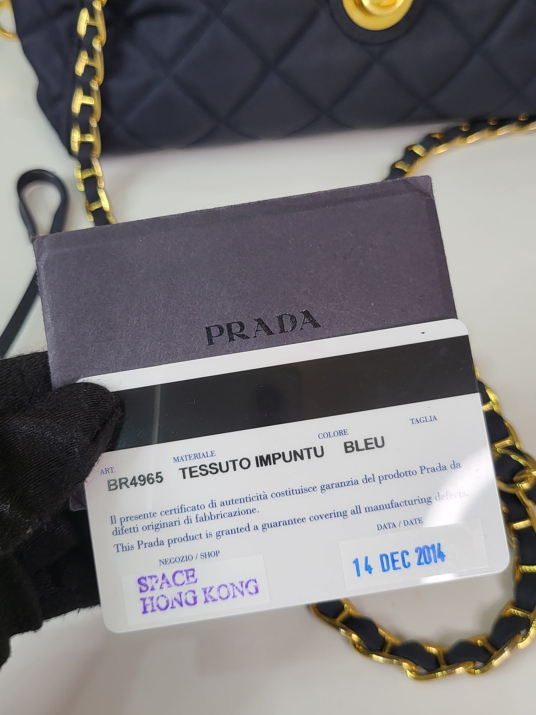 Prada Tessuto Quilted Chain Shoulder Bag