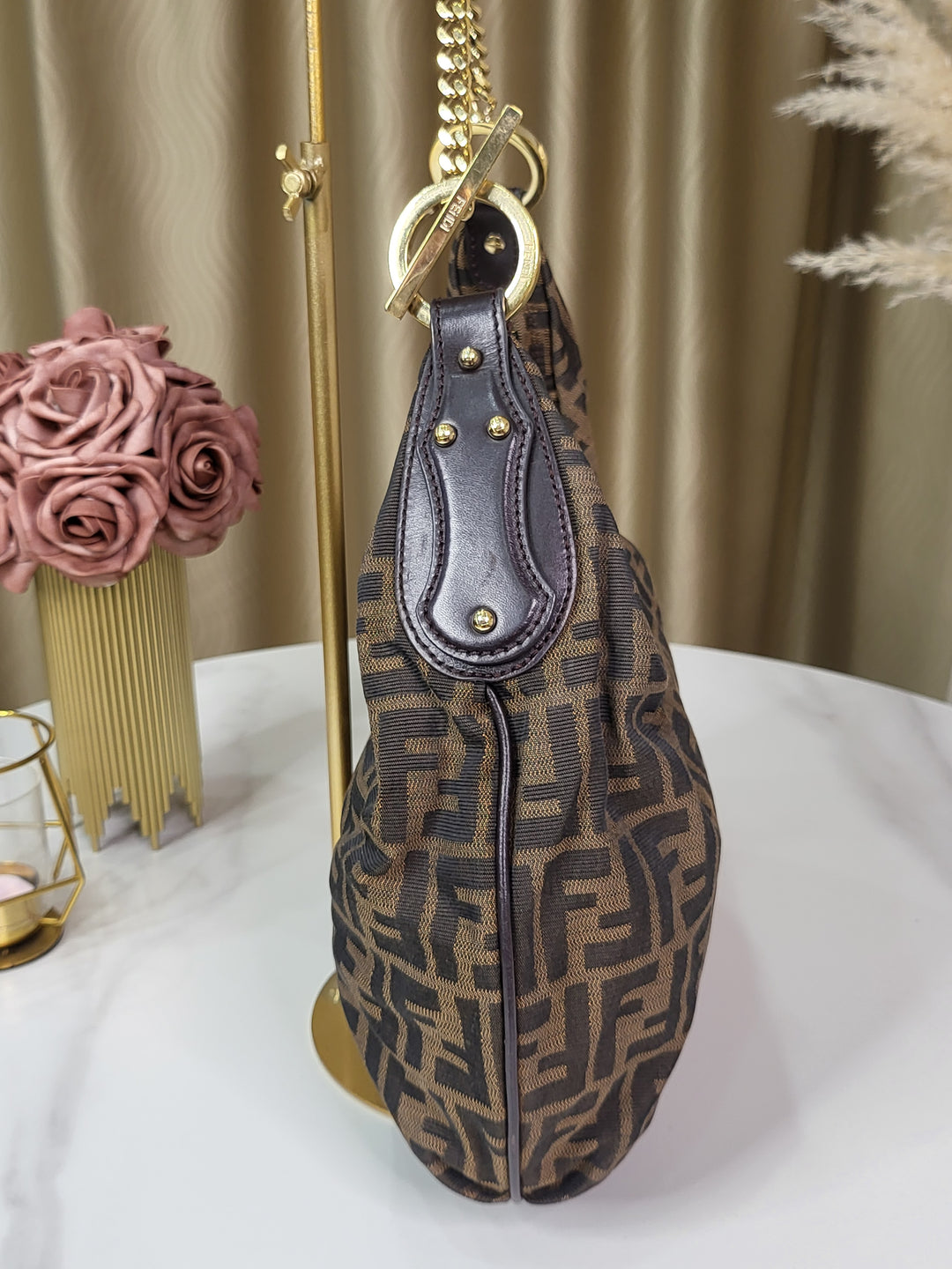 Fendi Zucca Chef Chain Hobo Bag