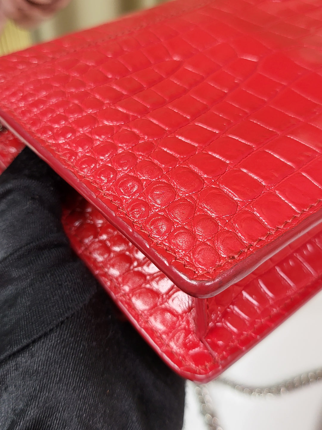 Saint Laurent Croc Embossed Sunset