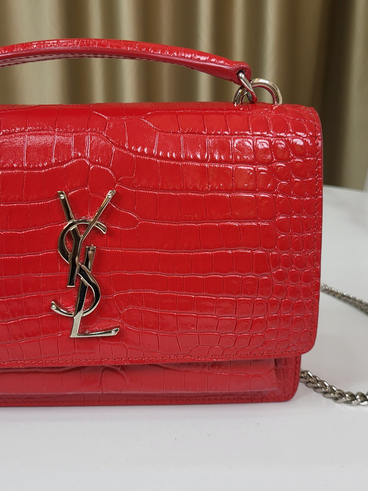 Saint Laurent Croc Embossed Sunset