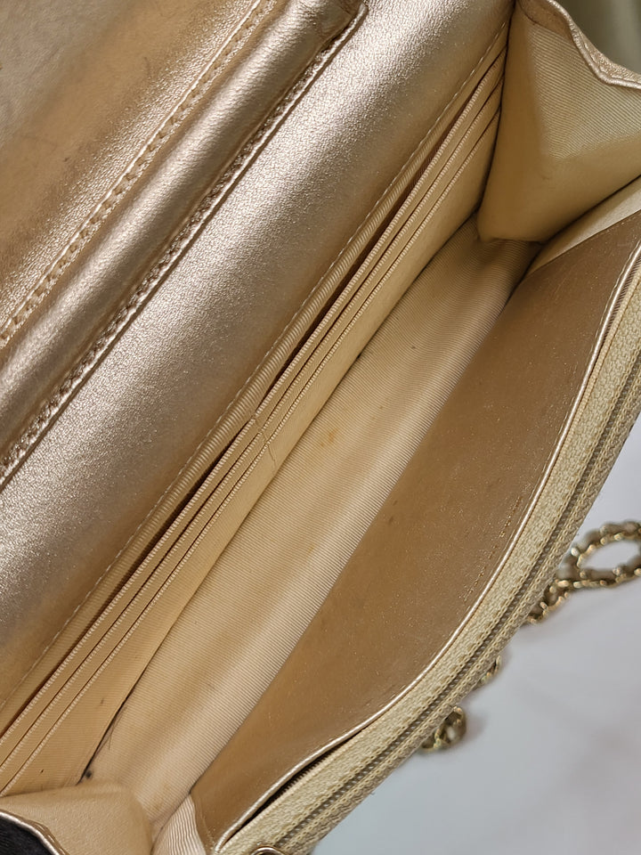 Chanel Lambskin Metallic Gold Wallet On Chain