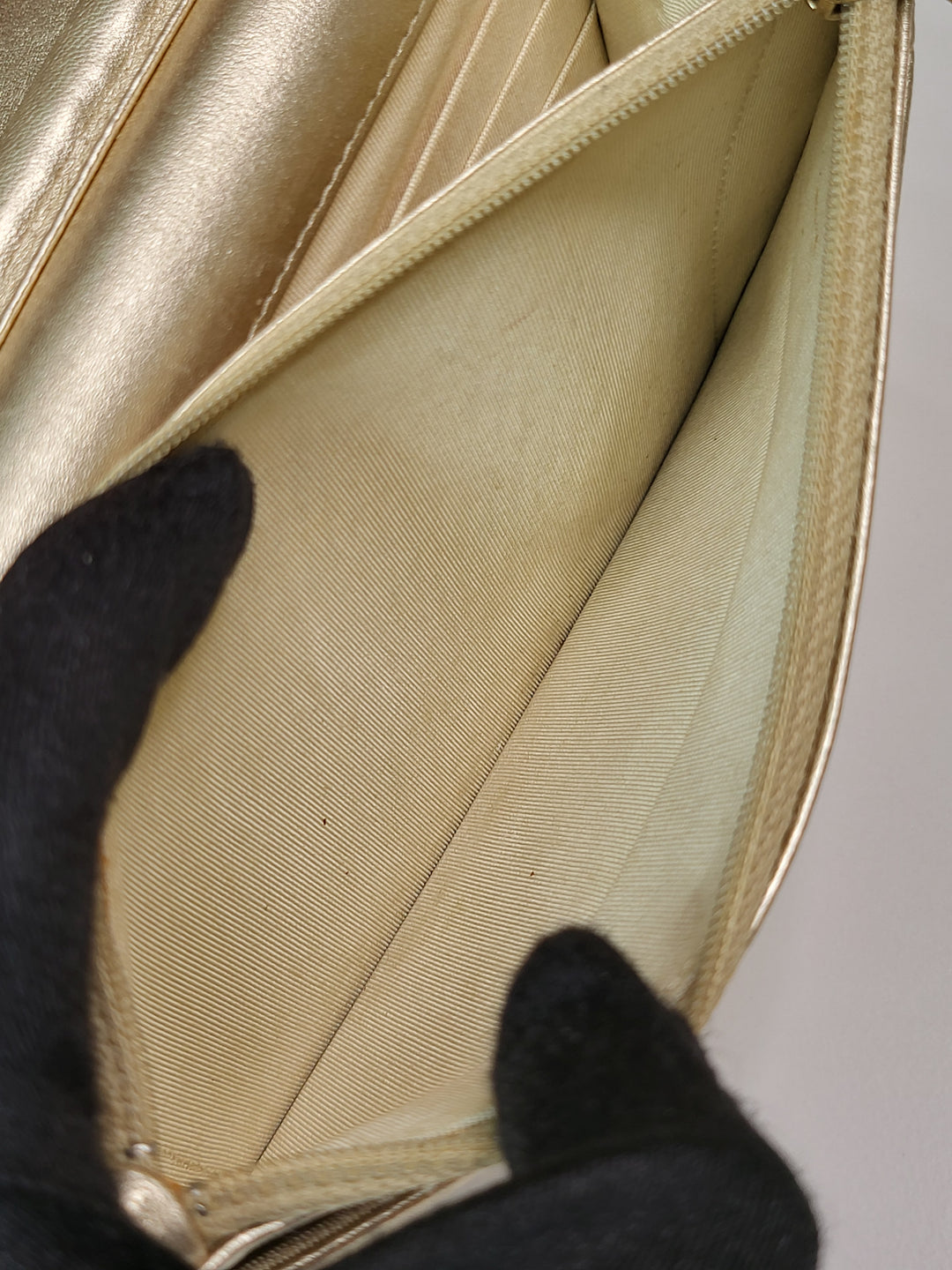 Chanel Lambskin Metallic Gold Wallet On Chain