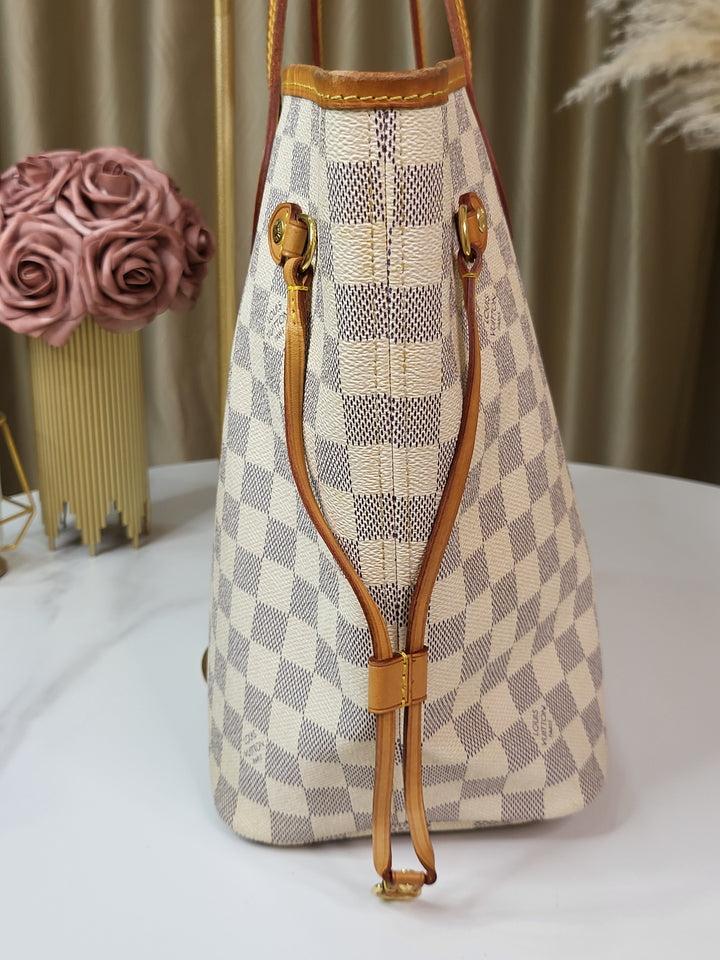 Louis Vuitton Damier Azur Neverfull MM w/ Pouch