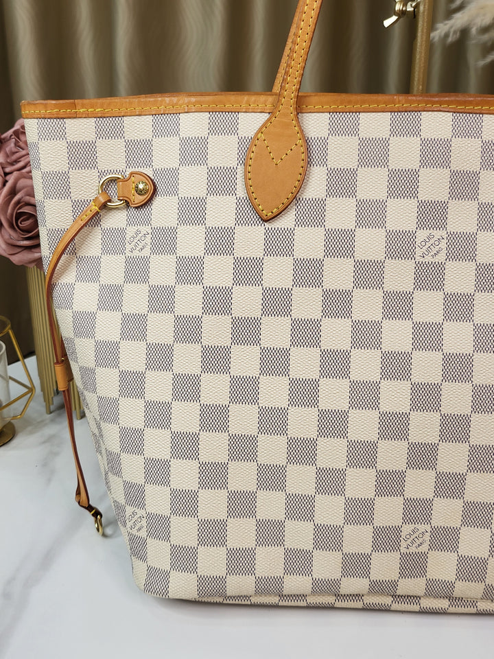 Louis Vuitton Damier Azur Neverfull MM w/ Pouch