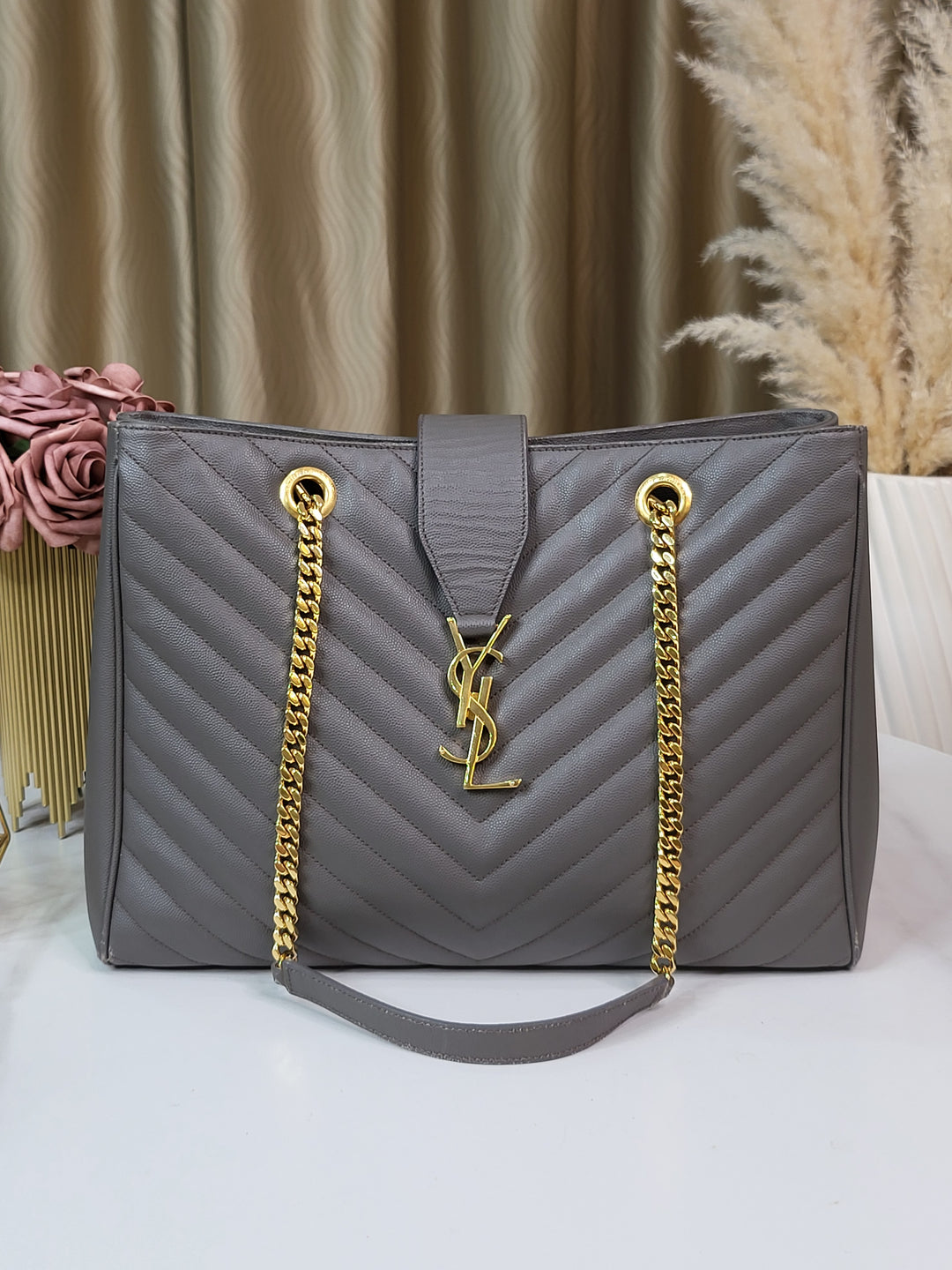 Saint Laurent Chevron Tote Bag