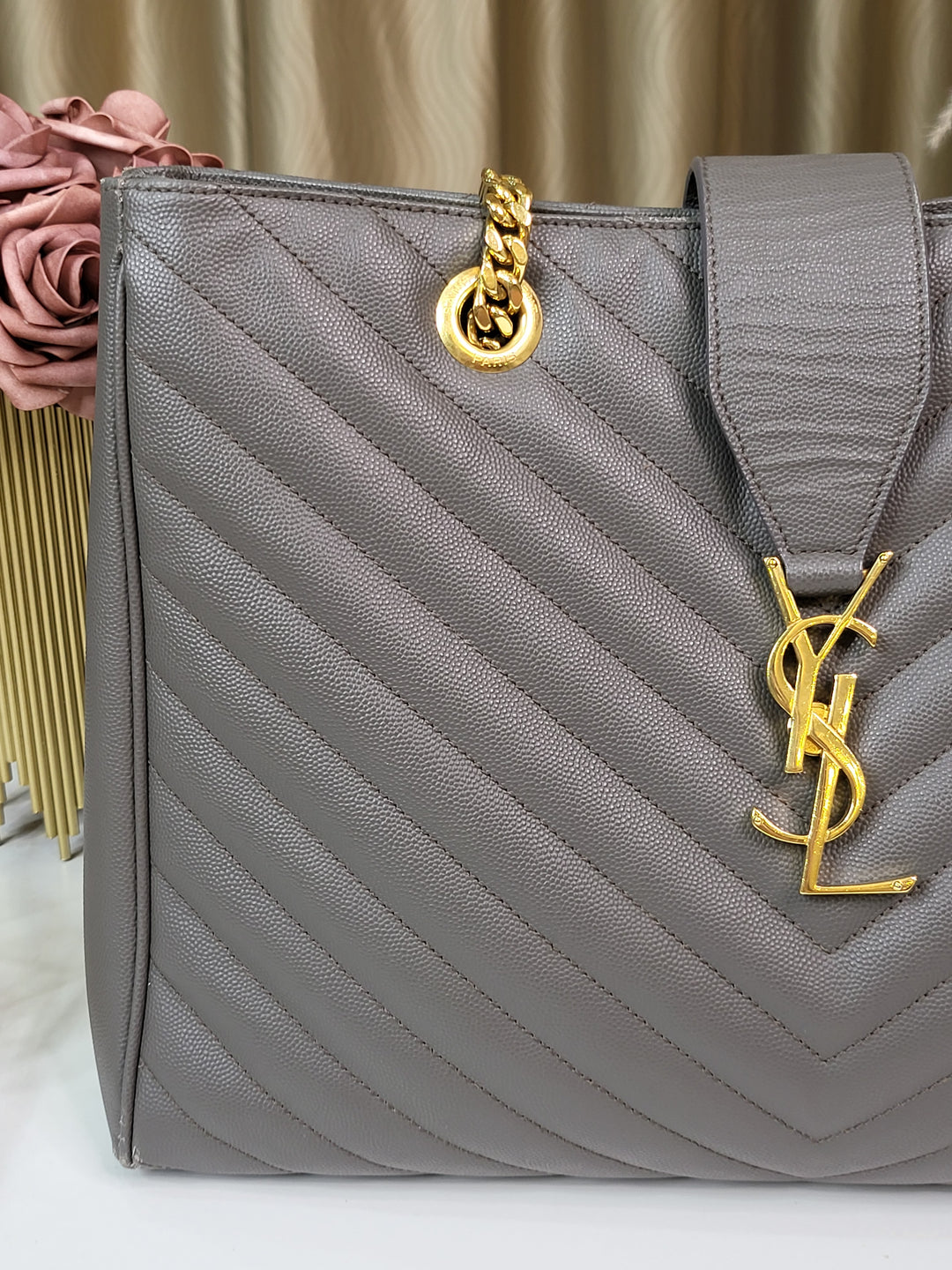 Saint Laurent Chevron Tote Bag