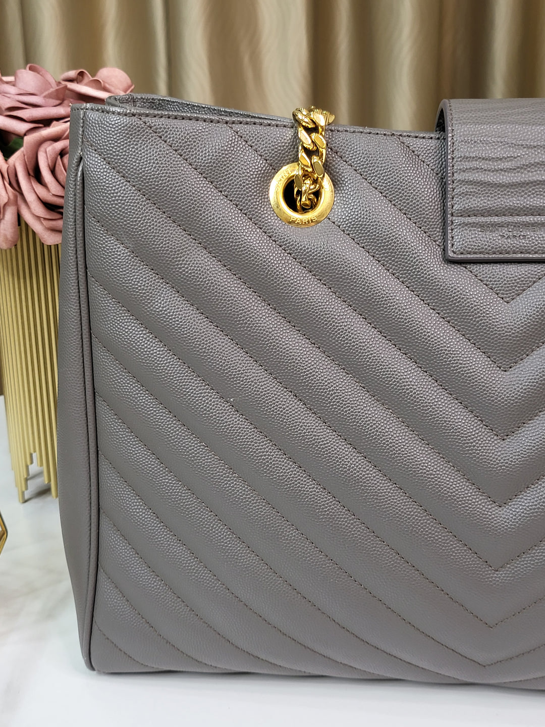 Saint Laurent Chevron Tote Bag