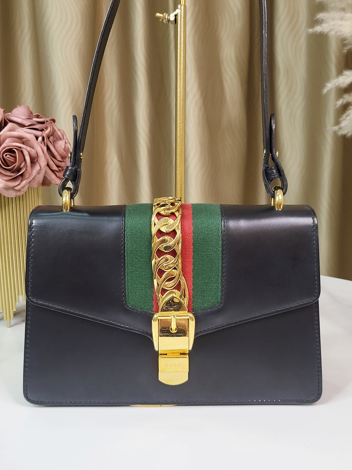 Gucci Leather Sylvie Shoulder Bag