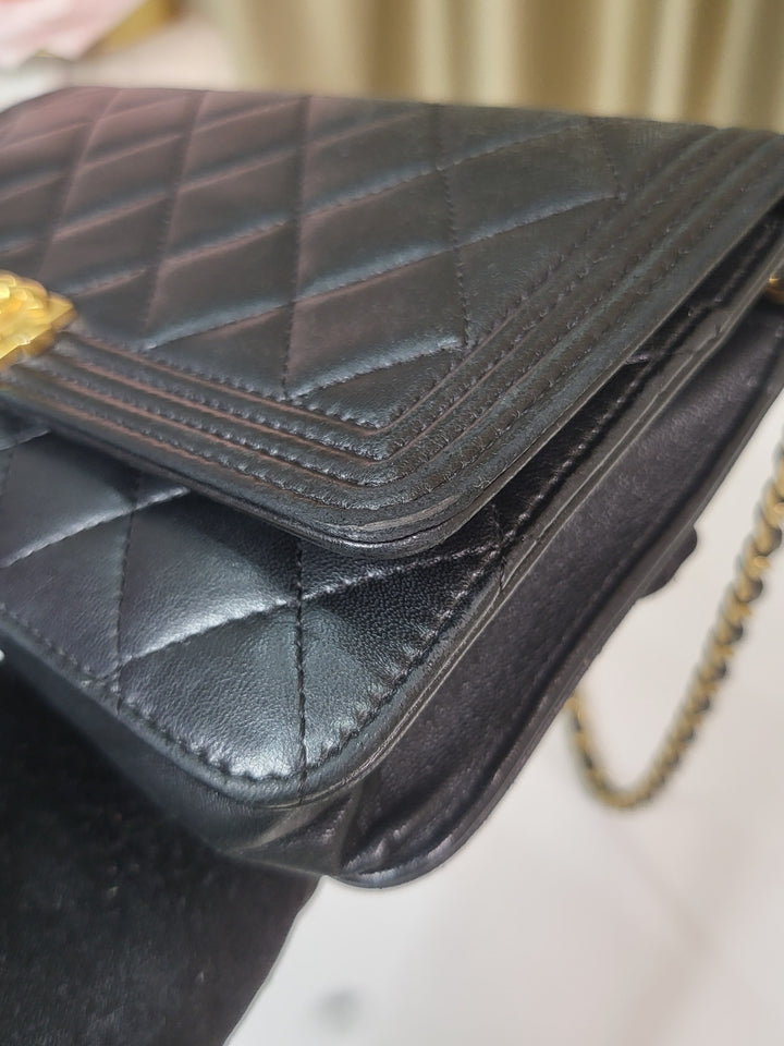 Chanel Lambskin Boy Wallet On Chain