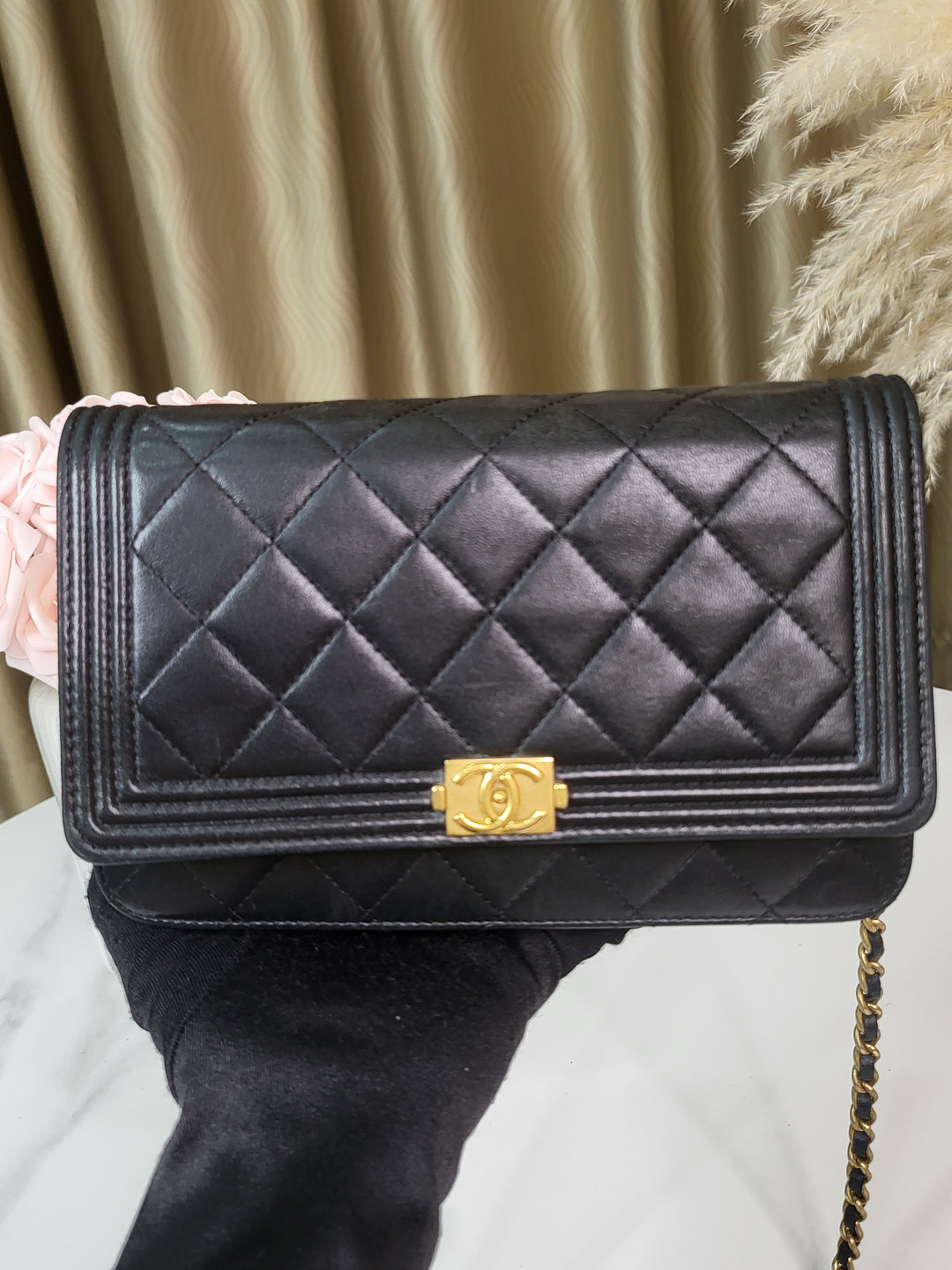 Chanel Lambskin Boy Wallet On Chain