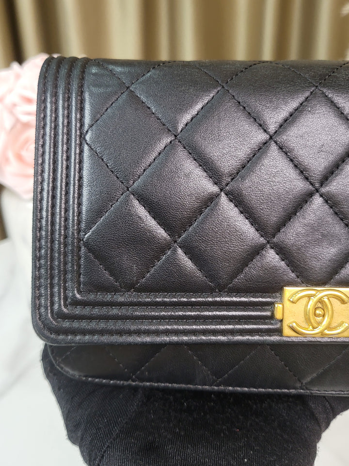 Chanel Lambskin Boy Wallet On Chain