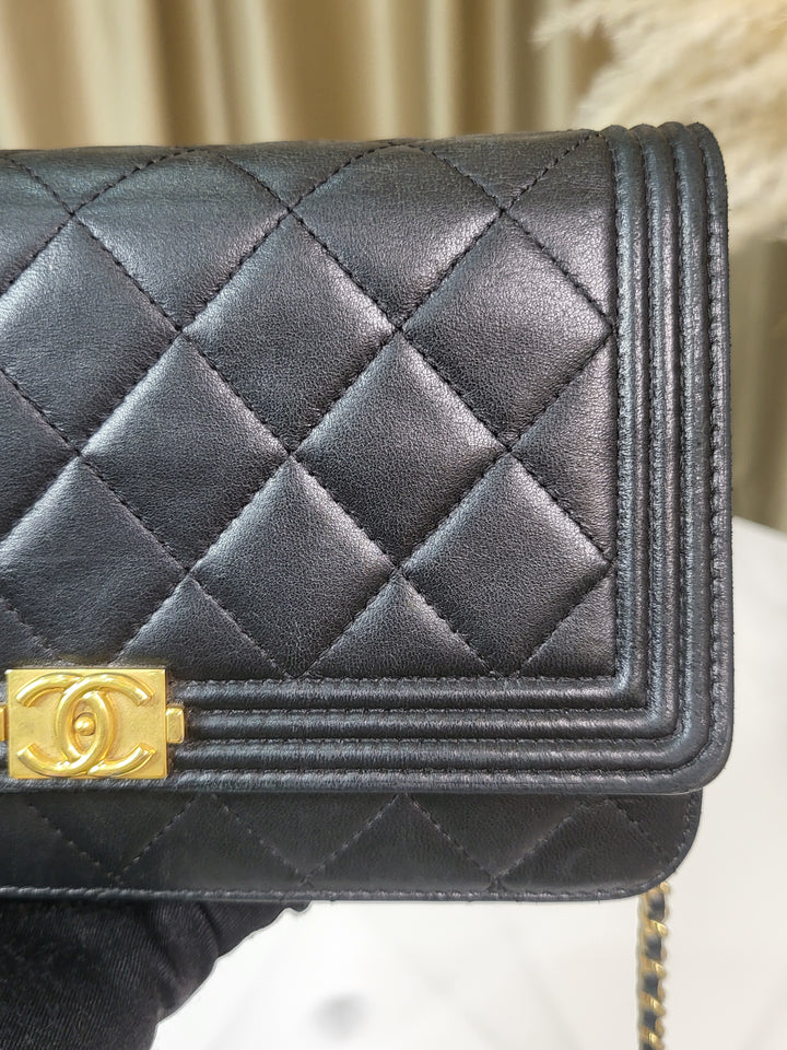 Chanel Lambskin Boy Wallet On Chain