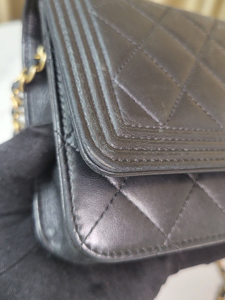 Chanel Lambskin Boy Wallet On Chain