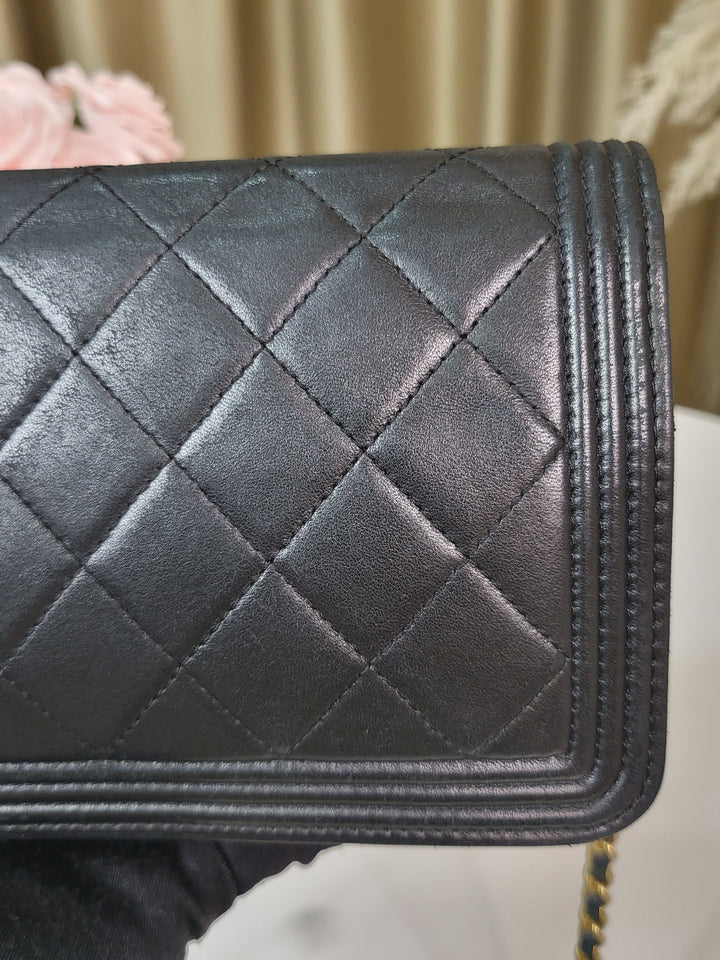 Chanel Lambskin Boy Wallet On Chain